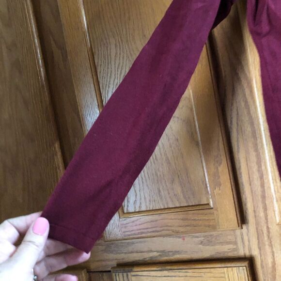 Silence + Noise Oversized Lace Up Long Sleeve V-Neck Sweater Red - S - Picture 6 of 14